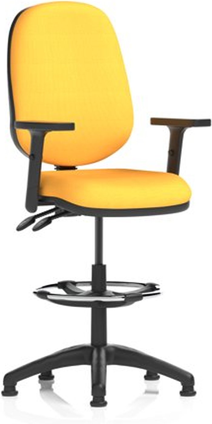 Office Monster | Eclipse II Eclipse II Lever Task Operator Chair Yellow Fully Bespoke Colour With Height Adjustable Arms With Hi Rise Draughtsman Kit Eclipse II Eclipse II Lever Task Operator Chair Yellow Fully Bespoke Colour With Height Adjustable Arms With Hi Rise Draughtsman Kit