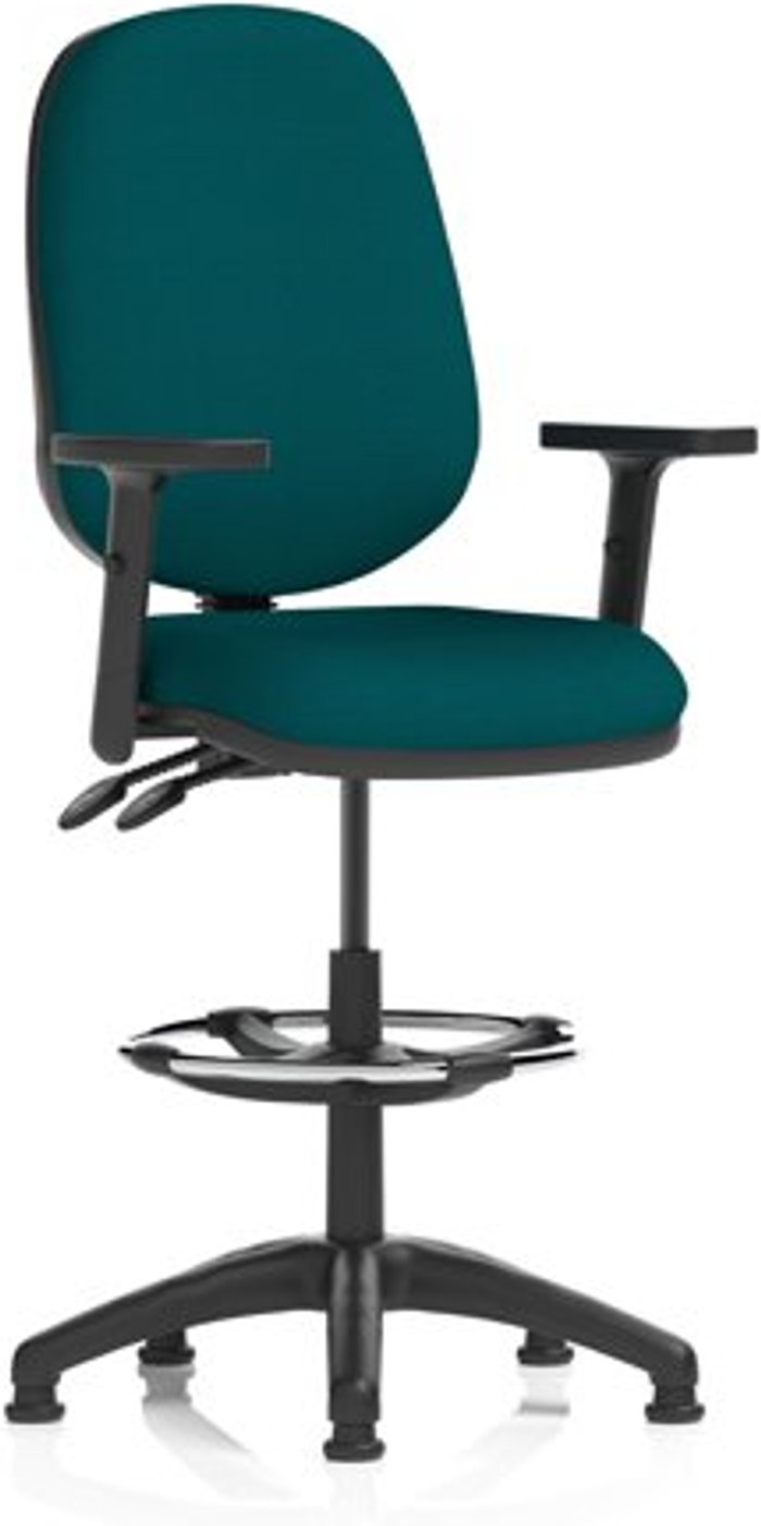 Office Monster | Eclipse II Eclipse II Lever Task Operator Chair Teal Fully Bespoke Colour With Height Adjustable Arms With Hi Rise Draughtsman Kit Eclipse II Eclipse II Lever Task Operator Chair Teal Fully Bespoke Colour With Height Adjustable Arms With Hi Rise Draughtsman Kit