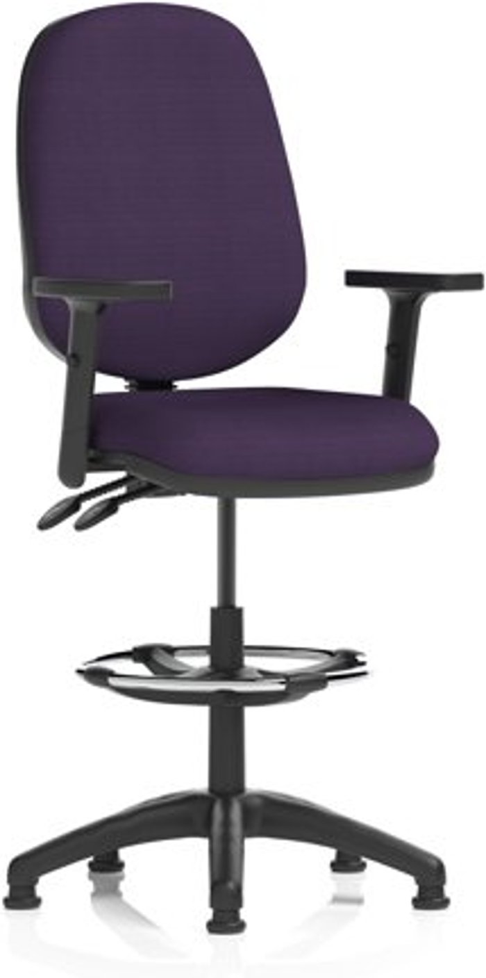 Office Monster | Eclipse II Eclipse II Lever Task Operator Chair Purple Fully Bespoke Colour With Height Adjustable Arms With Hi Rise Draughtsman Kit Eclipse II Eclipse II Lever Task Operator Chair Purple Fully Bespoke Colour With Height Adjustable Arms With Hi Rise Draughtsman Kit