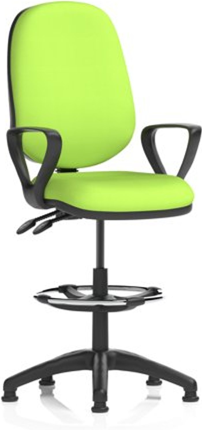 Office Monster | Eclipse II Eclipse II Lever Task Operator Chair Lime Fully Bespoke Colour With Loop Arms With Hi Rise Draughtsman Kit Eclipse II Eclipse II Lever Task Operator Chair Lime Fully Bespoke Colour With Loop Arms With Hi Rise Draughtsman Kit