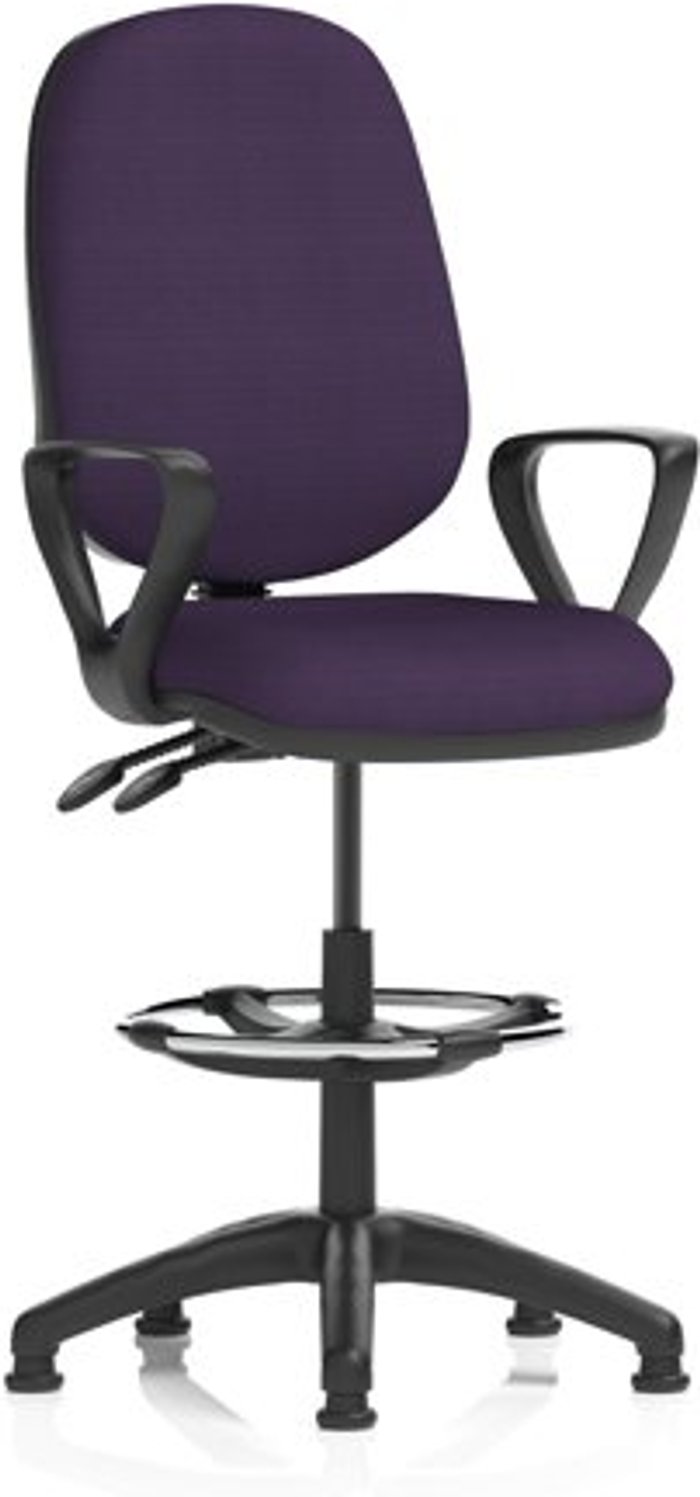 Office Monster | Eclipse II Eclipse II Lever Task Operator Chair Purple Fully Bespoke Colour With Loop Arms With Hi Rise Draughtsman Kit Eclipse II Eclipse II Lever Task Operator Chair Purple Fully Bespoke Colour With Loop Arms With Hi Rise Draughtsman Kit