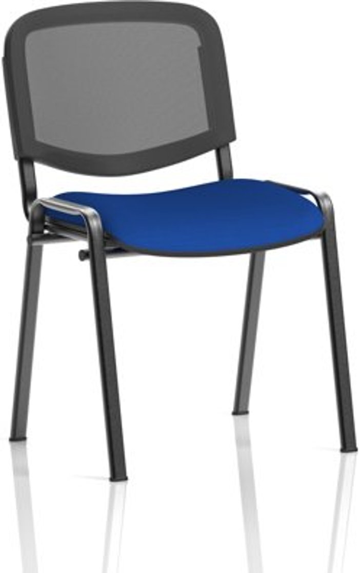 Office Monster | ISO ISO Black Frame Mesh Back Bespoke Colour Fabric - (Min Order Qty X 4) Admiral Blue ISO ISO Black Frame Mesh Back Bespoke Colour Fabric - (Min Order Qty X 4) Admiral Blue
