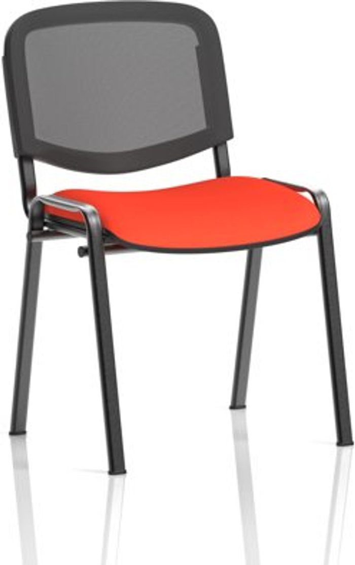 Office Monster | ISO ISO Black Frame Mesh Back Bespoke Colour Fabric - (Min Order Qty X 4) Orange ISO ISO Black Frame Mesh Back Bespoke Colour Fabric - (Min Order Qty X 4) Orange