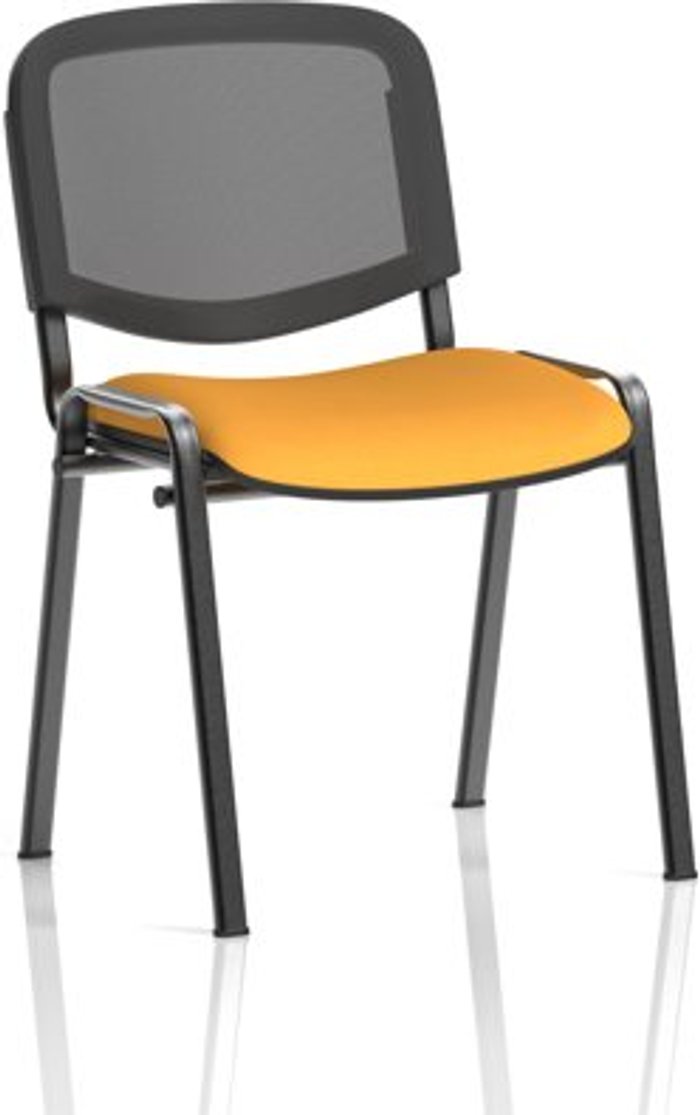 Office Monster | ISO ISO Black Frame Mesh Back Bespoke Colour Fabric - (Min Order Qty X 4) Yellow ISO ISO Black Frame Mesh Back Bespoke Colour Fabric - (Min Order Qty X 4) Yellow