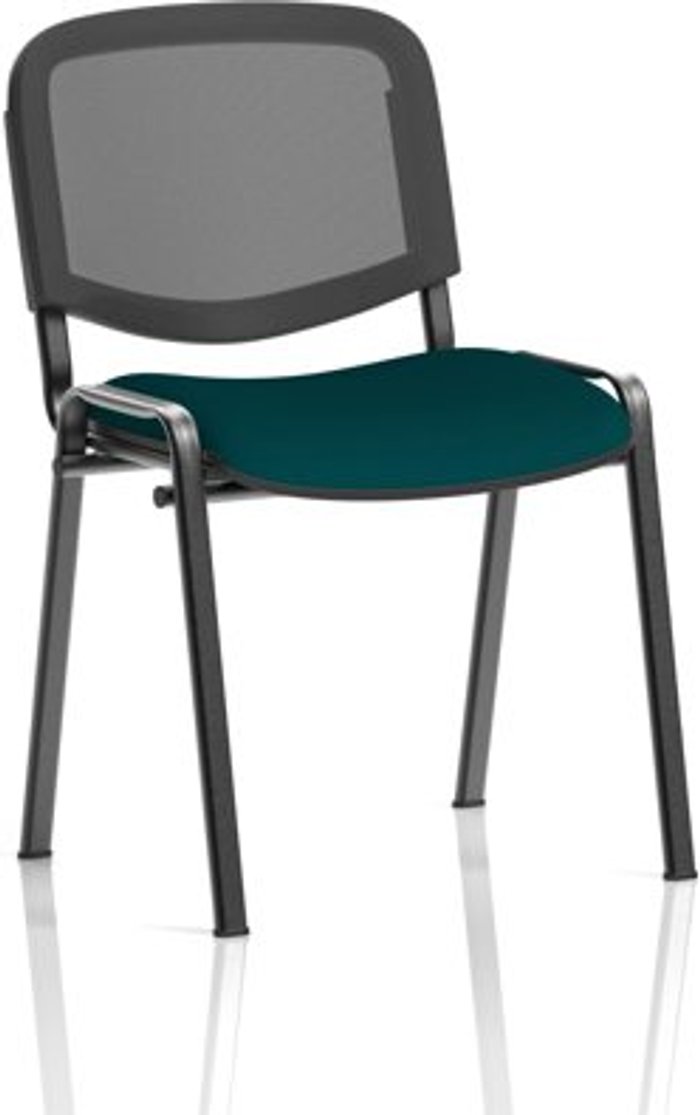 Office Monster | ISO ISO Black Frame Mesh Back Bespoke Colour Fabric - (Min Order Qty X 4) Teal ISO ISO Black Frame Mesh Back Bespoke Colour Fabric - (Min Order Qty X 4) Teal