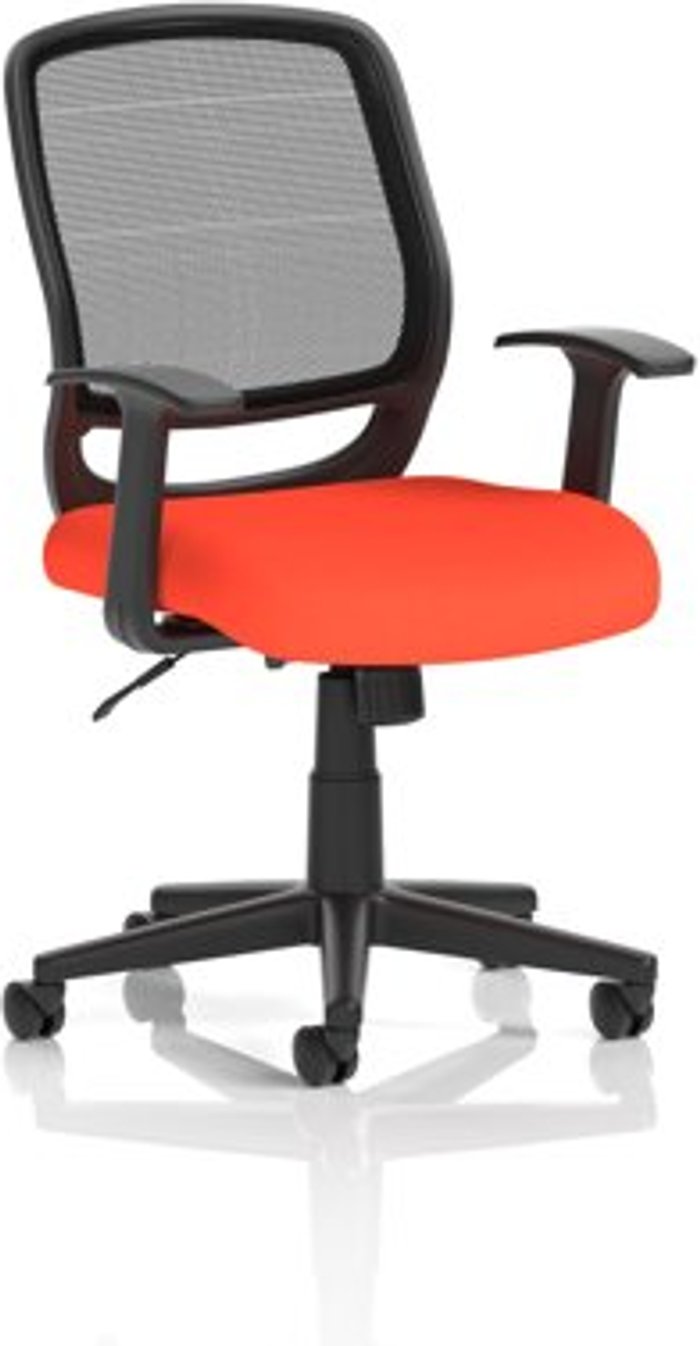 Office Monster | Mave Mave Task Operator Chair Black Mesh With Arms Bespoke Colour Seat Orange Mave Mave Task Operator Chair Black Mesh With Arms Bespoke Colour Seat Orange
