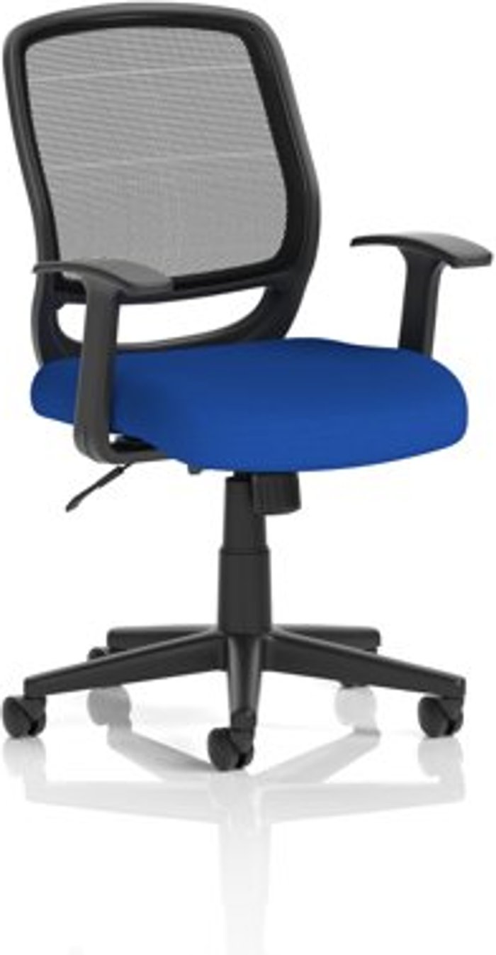 Office Monster | Mave Mave Task Operator Chair Black Mesh With Arms Bespoke Colour Seat Admiral Blue Mave Mave Task Operator Chair Black Mesh With Arms Bespoke Colour Seat Admiral Blue