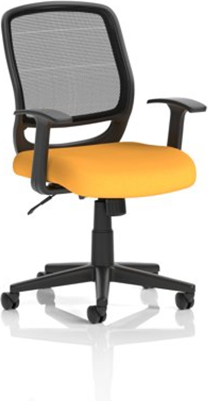 Office Monster | Mave Mave Task Operator Chair Black Mesh With Arms Bespoke Colour Seat Yellow Mave Mave Task Operator Chair Black Mesh With Arms Bespoke Colour Seat Yellow