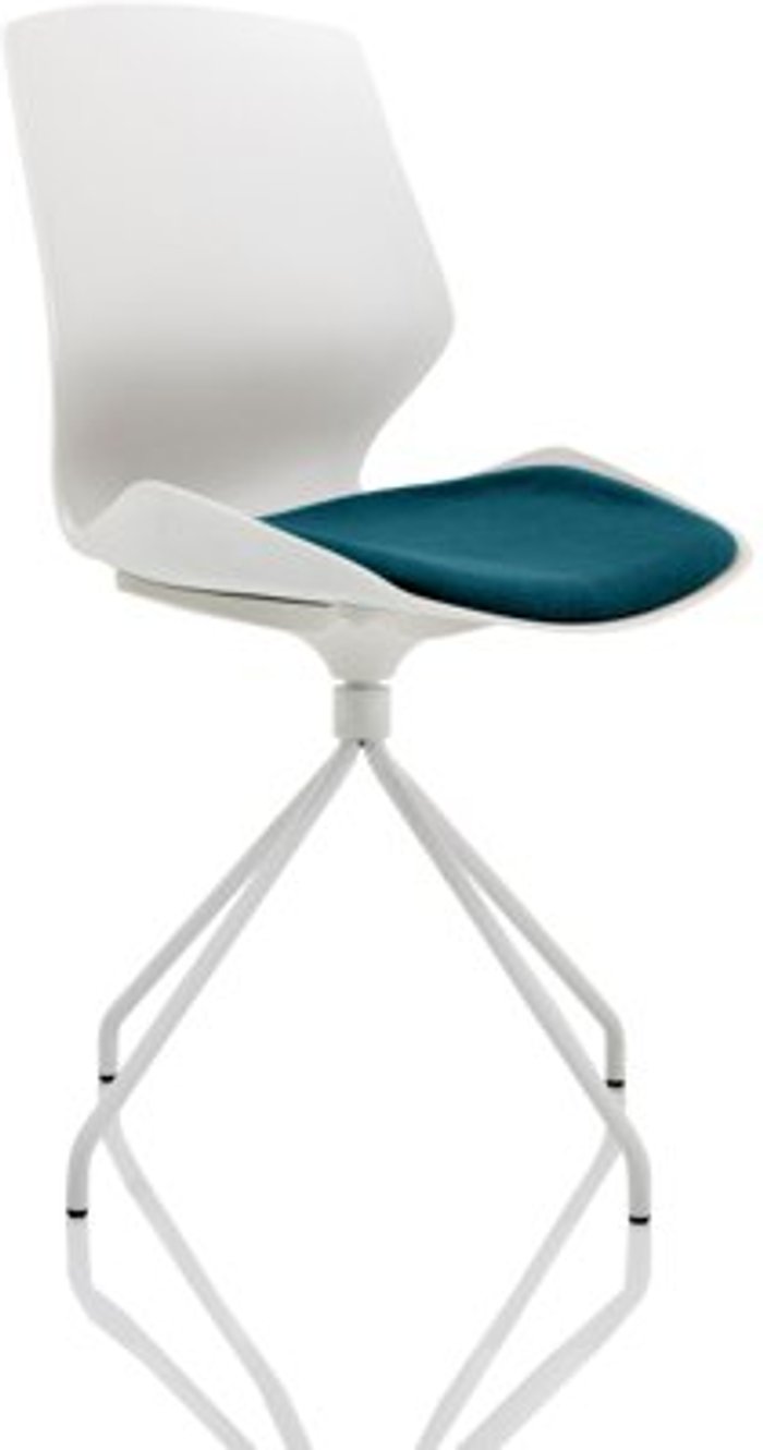 Office Monster | Florence Florence Spindle White Frame Visitor Chair in Maringa Teal Florence Florence Spindle White Frame Visitor Chair in Maringa Teal
