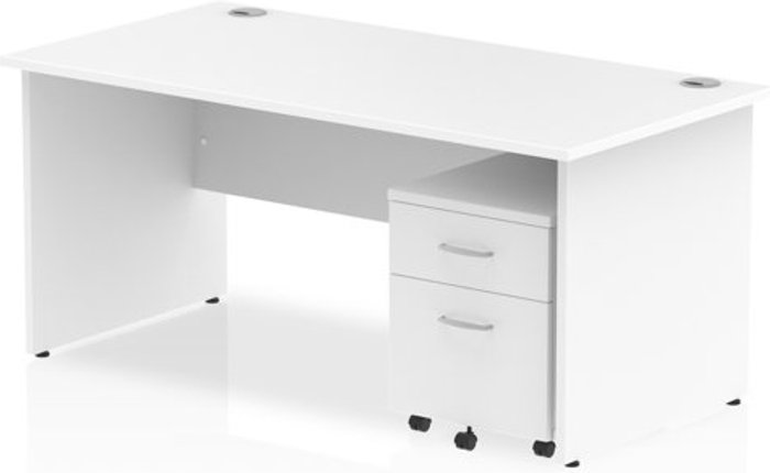 Office Monster | Impulse Impulse 1600 Straight Panel End Workstation 500 Two drawer mobile Pedestal Bundle White Impulse Impulse 1600 Straight Panel End Workstation 500 Two drawer mobile Pedestal Bundle White