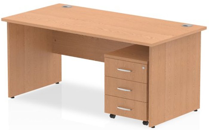 Office Monster | Impulse Impulse 1400 Straight Panel End Workstation 500 Three drawer mobile Pedestal Bundle Oak Impulse Impulse 1400 Straight Panel End Workstation 500 Three drawer mobile Pedestal Bundle Oak