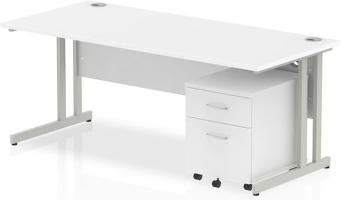 Office Monster | Impulse Impulse 1800 Straight Cantilever Workstation 500 Two drawer mobile Pedestal Bundle White Impulse Impulse 1800 Straight Cantilever Workstation 500 Two drawer mobile Pedestal Bundle White