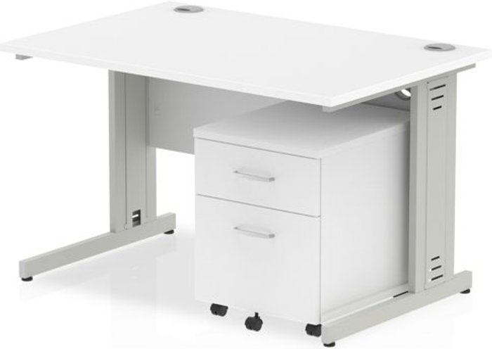 Office Monster | Impulse Impulse 1200 Straight Wire Managed Workstation 500 Two drawer mobile Pedestal Bundle White Impulse Impulse 1200 Straight Wire Managed Workstation 500 Two drawer mobile Pedestal Bundle White