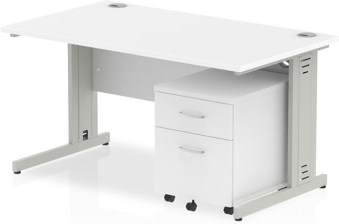 Office Monster | Impulse Impulse 1400 Straight Wire Managed Workstation 500 Two drawer mobile Pedestal Bundle White Impulse Impulse 1400 Straight Wire Managed Workstation 500 Two drawer mobile Pedestal Bundle White