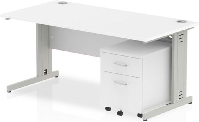 Office Monster | Impulse Impulse 1600 Straight Wire Managed Workstation 500 Two drawer mobile Pedestal Bundle White Impulse Impulse 1600 Straight Wire Managed Workstation 500 Two drawer mobile Pedestal Bundle White