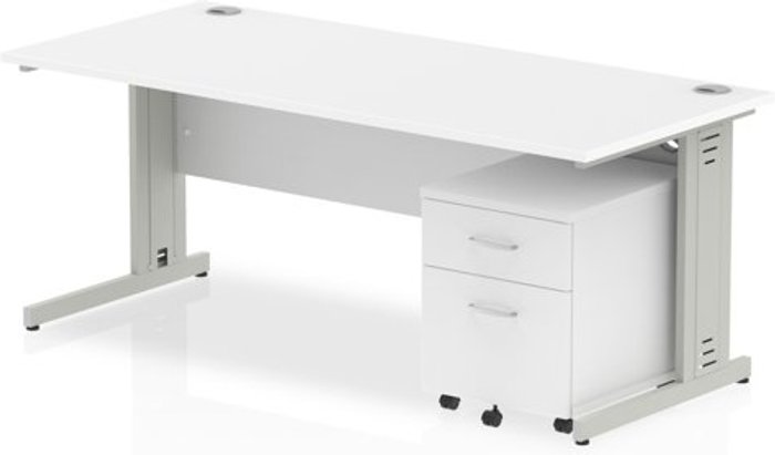 Office Monster | Impulse Impulse 1800 Straight Wire Managed Workstation 500 Two drawer mobile Pedestal Bundle White Impulse Impulse 1800 Straight Wire Managed Workstation 500 Two drawer mobile Pedestal Bundle White