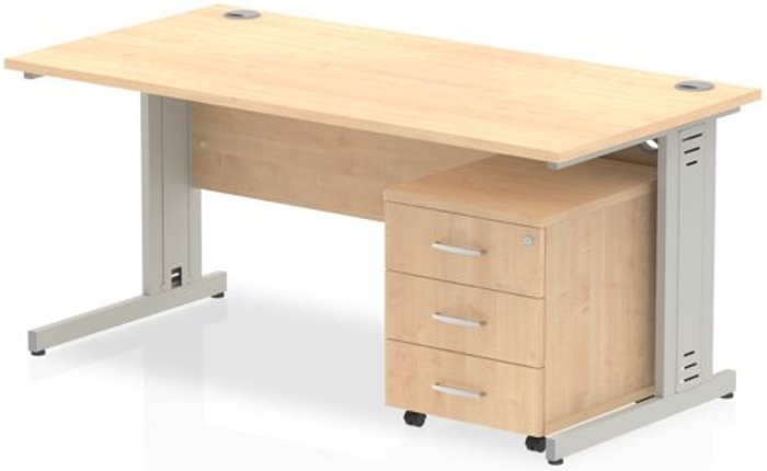 Office Monster | Impulse Impulse 1600 Straight Wire Managed Workstation 500 Three drawer mobile Pedestal Bundle Maple Impulse Impulse 1600 Straight Wire Managed Workstation 500 Three drawer mobile Pedestal Bundle Maple