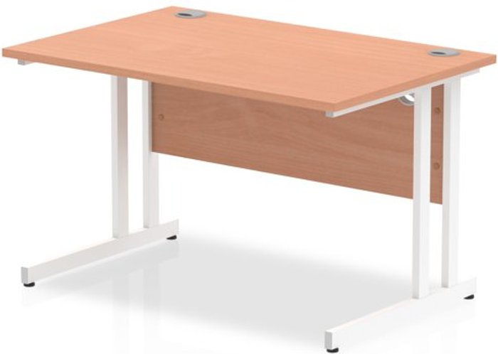 Office Monster | Impulse Impulse 1200/800 Rectangle White Cantilever Leg Desk Beech Impulse Impulse 1200/800 Rectangle White Cantilever Leg Desk Beech