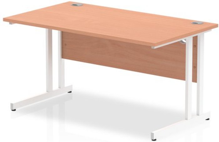 Office Monster | Impulse Impulse 1400/800 Rectangle White Cantilever Leg Desk Beech Impulse Impulse 1400/800 Rectangle White Cantilever Leg Desk Beech