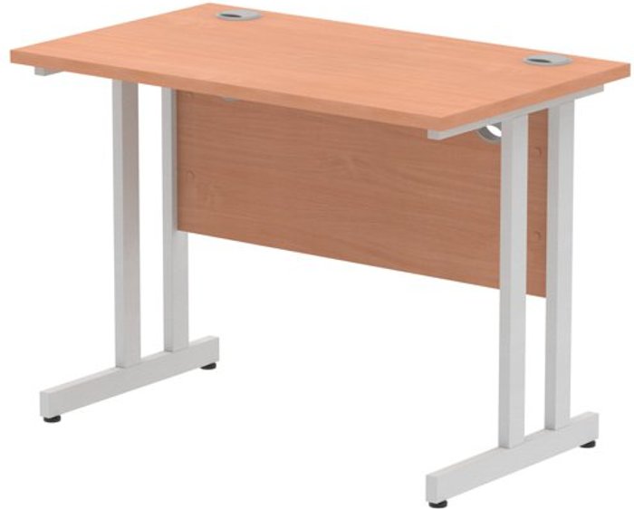 Office Monster | Impulse Impulse 1000/600 Rectangle Silver Cantilever Leg Desk Beech Impulse Impulse 1000/600 Rectangle Silver Cantilever Leg Desk Beech
