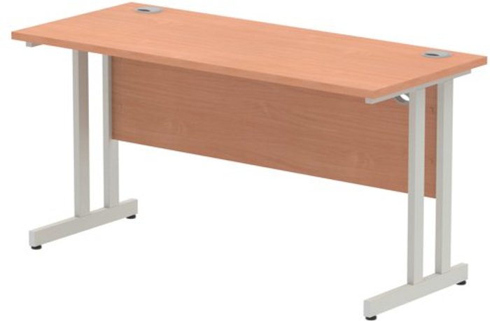 Office Monster | Impulse Impulse 1400/600 Rectangle Silver Cantilever Leg Desk Beech Impulse Impulse 1400/600 Rectangle Silver Cantilever Leg Desk Beech