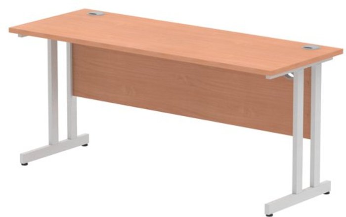Office Monster | Impulse Impulse 1600/600 Rectangle Silver Cantilever Leg Desk Beech Impulse Impulse 1600/600 Rectangle Silver Cantilever Leg Desk Beech