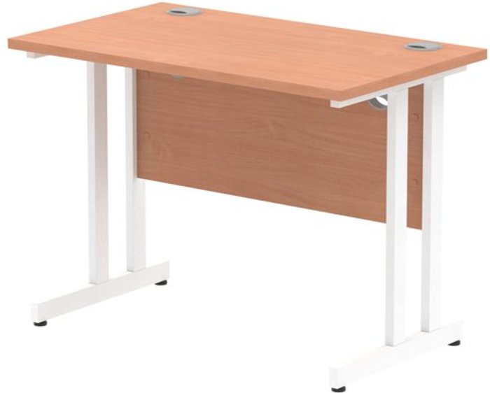 Office Monster | Impulse Impulse 1000/600 Rectangle White Cantilever Leg Desk Beech Impulse Impulse 1000/600 Rectangle White Cantilever Leg Desk Beech