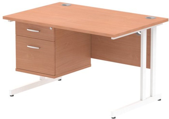 Office Monster | Impulse Impulse 1200 Rectangle White Cant Leg Desk Beech 1 x 2 Drawer Fixed Ped Impulse Impulse 1200 Rectangle White Cant Leg Desk Beech 1 x 2 Drawer Fixed Ped
