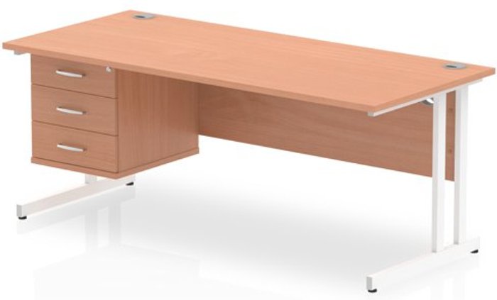 Office Monster | Impulse Impulse 1800 Rectangle White Cant Leg Desk Beech 1 x 3 Drawer Fixed Ped Impulse Impulse 1800 Rectangle White Cant Leg Desk Beech 1 x 3 Drawer Fixed Ped