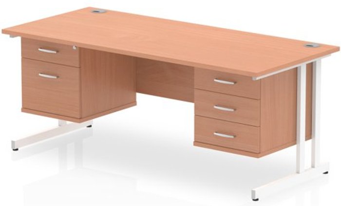 Office Monster | Impulse Impulse 1800 Rectangle White Cant Leg Desk Beech 1 x 2 Drawer 1 x 3 Drawer Fixed Ped Impulse Impulse 1800 Rectangle White Cant Leg Desk Beech 1 x 2 Drawer 1 x 3 Drawer Fixed Ped