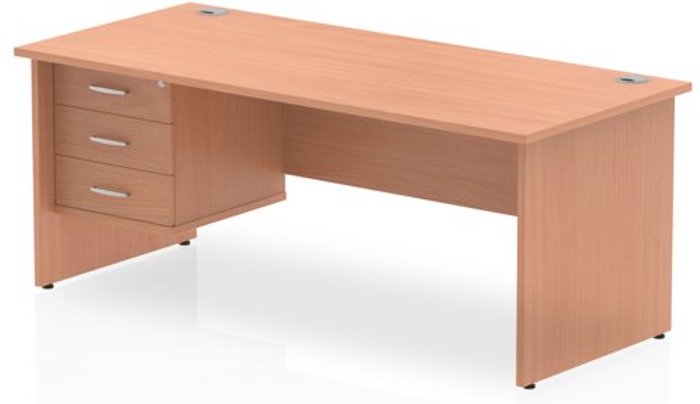 Office Monster | Impulse Impulse 1800 Rectangle Panel End Leg Desk Beech 1 x 3 Drawer Fixed Ped Impulse Impulse 1800 Rectangle Panel End Leg Desk Beech 1 x 3 Drawer Fixed Ped