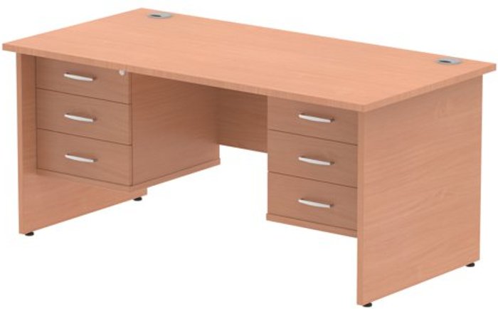 Office Monster | Impulse Impulse 1600 Rectangle Panel End Leg Desk Beech 2 x 3 Drawer Fixed Ped Impulse Impulse 1600 Rectangle Panel End Leg Desk Beech 2 x 3 Drawer Fixed Ped