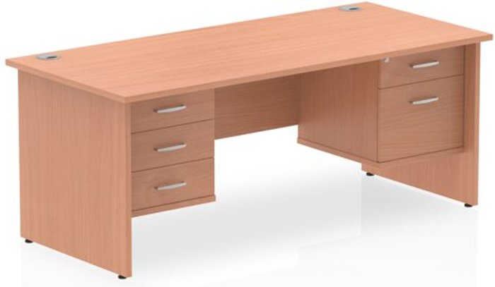 Office Monster | Impulse Impulse 1600 Rectangle Panel End Leg Desk Beech 1 x 2 Drawer 1 x 3 Drawer Fixed Ped Impulse Impulse 1600 Rectangle Panel End Leg Desk Beech 1 x 2 Drawer 1 x 3 Drawer Fixed Ped