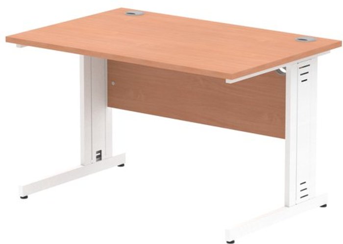 Office Monster | Impulse Impulse 1200/800 Rectangle White Cable Managed Leg Desk Beech Impulse Impulse 1200/800 Rectangle White Cable Managed Leg Desk Beech
