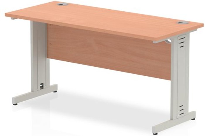 Office Monster | Impulse Impulse 1400/600 Rectangle Silver Cable Managed Leg Desk Beech Impulse Impulse 1400/600 Rectangle Silver Cable Managed Leg Desk Beech