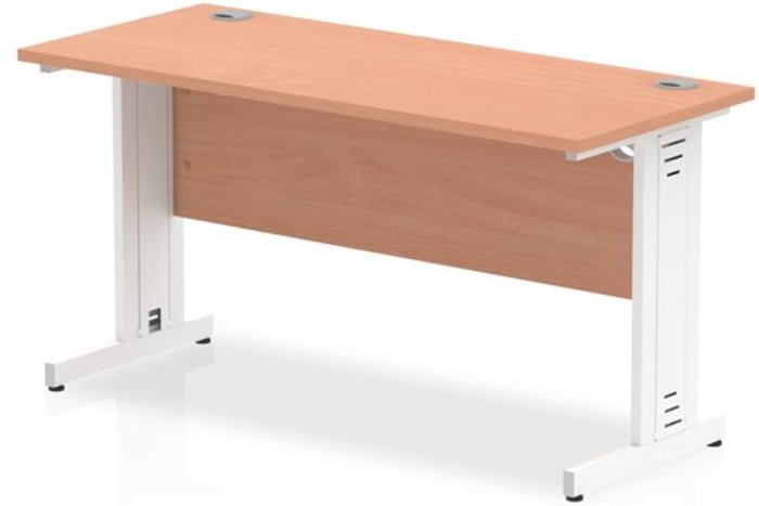 Office Monster | Impulse Impulse 1400/600 Rectangle White Cable Managed Leg Desk Beech Impulse Impulse 1400/600 Rectangle White Cable Managed Leg Desk Beech