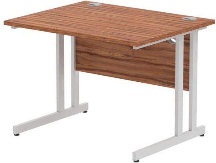 Office Monster | Impulse Impulse 1000 x 800mm Straight Desk Walnut Top Silver Cantilever Leg Impulse Impulse 1000 x 800mm Straight Desk Walnut Top Silver Cantilever Leg