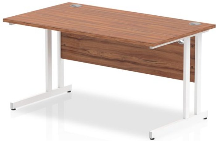 Office Monster | Impulse Impulse 1400/800 Rectangle White Cantilever Leg Desk Walnut Impulse Impulse 1400/800 Rectangle White Cantilever Leg Desk Walnut