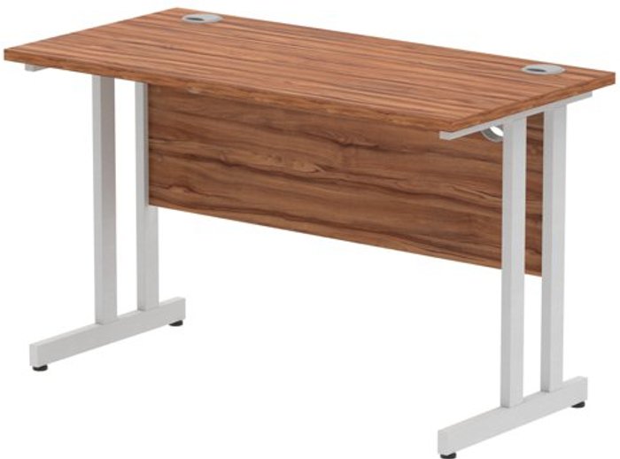 Office Monster | Impulse Impulse 1200/600 Rectangle Silver Cantilever Leg Desk Walnut Impulse Impulse 1200/600 Rectangle Silver Cantilever Leg Desk Walnut