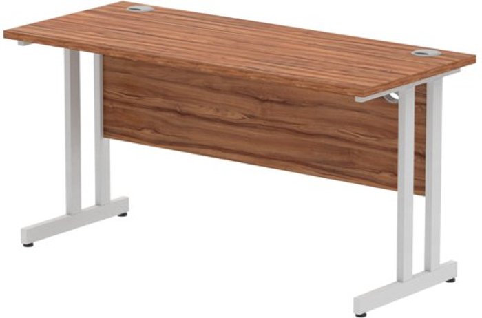Office Monster | Impulse Impulse 1400/600 Rectangle Silver Cantilever Leg Desk Walnut Impulse Impulse 1400/600 Rectangle Silver Cantilever Leg Desk Walnut