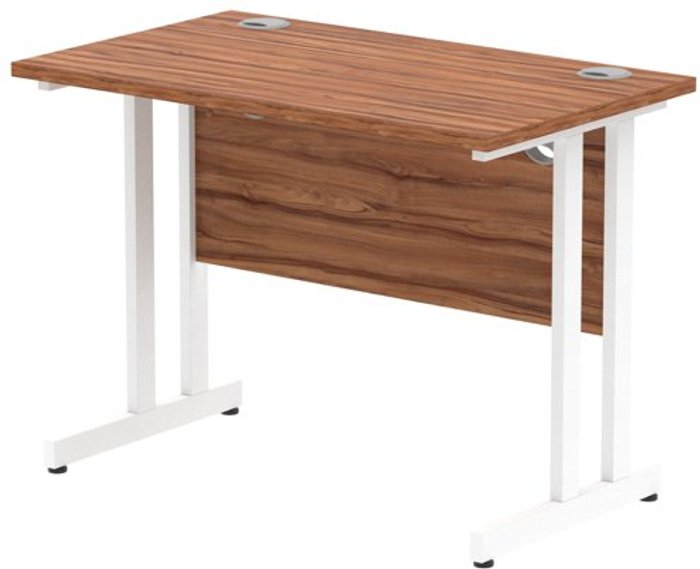 Office Monster | Impulse Impulse 1000/600 Rectangle White Cantilever Leg Desk Walnut Impulse Impulse 1000/600 Rectangle White Cantilever Leg Desk Walnut