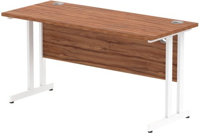 Office Monster | Impulse Impulse 1400/600 Rectangle White Cantilever Leg Desk Walnut Impulse Impulse 1400/600 Rectangle White Cantilever Leg Desk Walnut