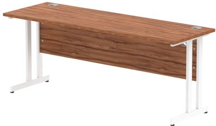 Office Monster | Impulse Impulse 1800/600 Rectangle White Cantilever Leg Desk Walnut Impulse Impulse 1800/600 Rectangle White Cantilever Leg Desk Walnut