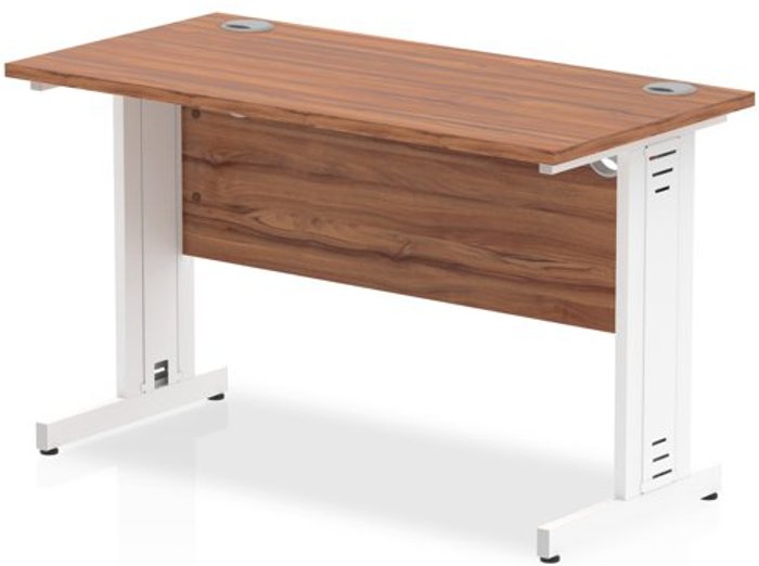 Office Monster | Impulse Impulse 1200/600 Rectangle White Cable Managed Leg Desk Walnut Impulse Impulse 1200/600 Rectangle White Cable Managed Leg Desk Walnut