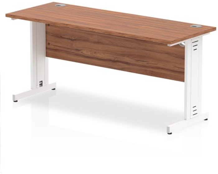 Office Monster | Impulse Impulse 1600/600 Rectangle White Cable Managed Leg Desk Walnut Impulse Impulse 1600/600 Rectangle White Cable Managed Leg Desk Walnut