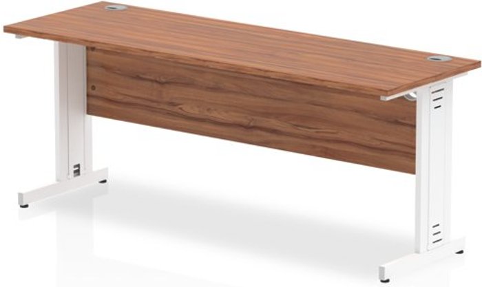 Office Monster | Impulse Impulse 1800/600 Rectangle White Cable Managed Leg Desk Walnut Impulse Impulse 1800/600 Rectangle White Cable Managed Leg Desk Walnut