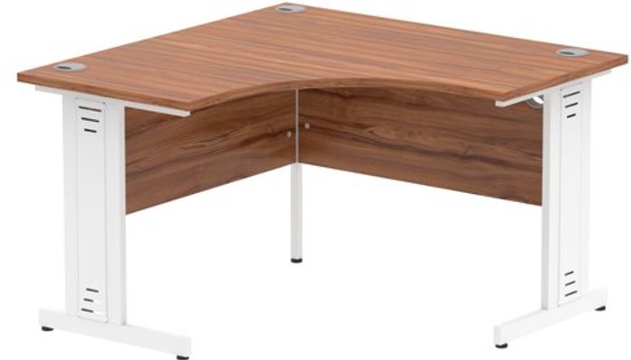 Office Monster | Impulse Impulse 1200 Corner Desk White Cable Managed Leg Desk Walnut Impulse Impulse 1200 Corner Desk White Cable Managed Leg Desk Walnut