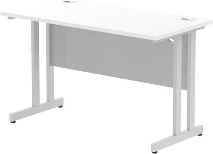 Office Monster | Impulse Impulse 1200/600 Rectangle Silver Cantilever Leg Desk White Impulse Impulse 1200/600 Rectangle Silver Cantilever Leg Desk White