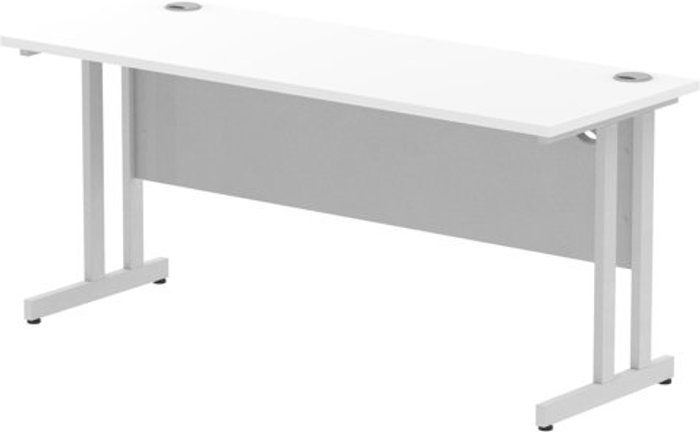 Office Monster | Impulse Impulse 1600/600 Rectangle Silver Cantilever Leg Desk White Impulse Impulse 1600/600 Rectangle Silver Cantilever Leg Desk White