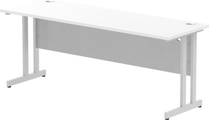 Office Monster | Impulse Impulse 1800/600 Rectangle Silver Cantilever Leg Desk White Impulse Impulse 1800/600 Rectangle Silver Cantilever Leg Desk White